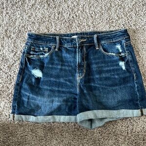 Old Navy Dark Blue Distressed Denim Jean Shorts